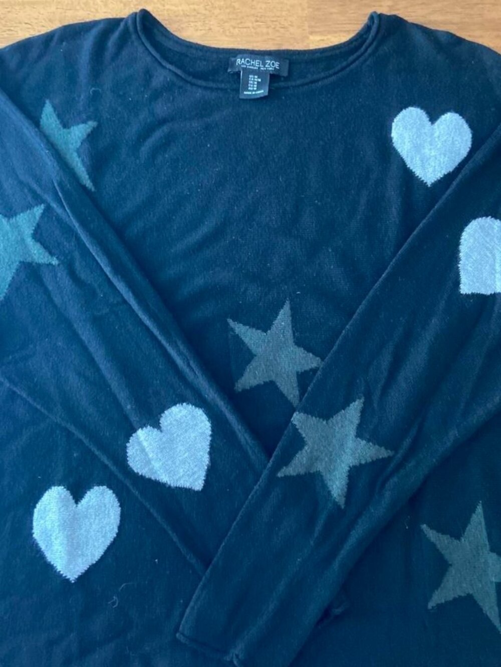 Rachel Zoe Women's Black Hearts and Stars Sweater